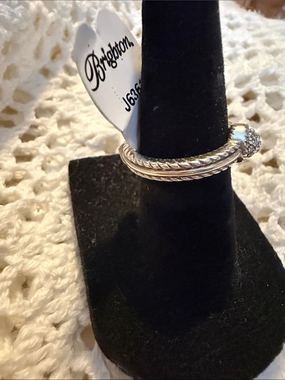 Brighton Silver Crystal Pave Disc Stackable Ring - Picture 2 of 12
